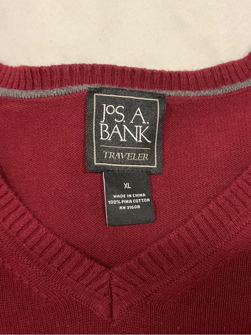 Jos. A. Bank Men's V- Neck Sweater in Burgundy